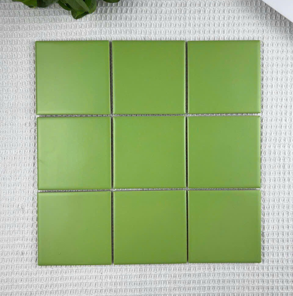 Gạch vuông 10x10 cm màu xanh lá cây dạng vỉ